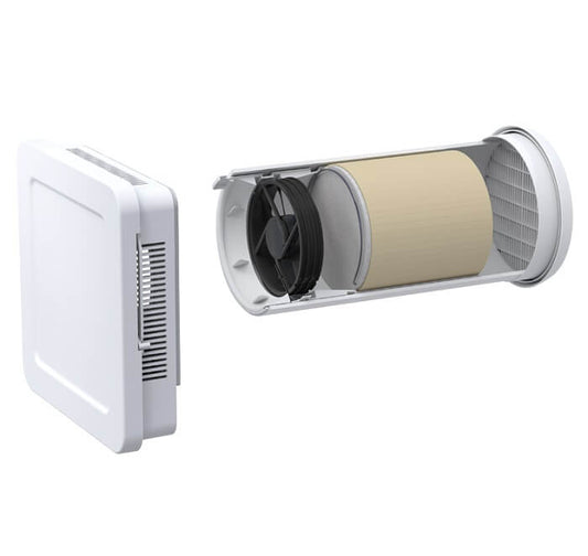 Heat recovery unit Siegenia AEROTUBE WRG SMART wall ventilator with ELECTRIC lock, incl. weather grille PVC white