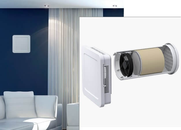 Heat recovery unit Siegenia AEROTUBE WRG SMART wall ventilator with ELECTRIC lock, incl. weather grille PVC white